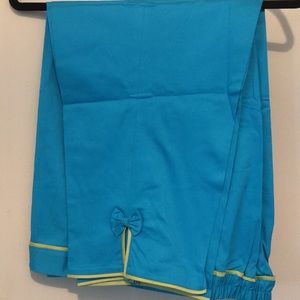 Zip Front Capri Pant With Bow And Piping Detail